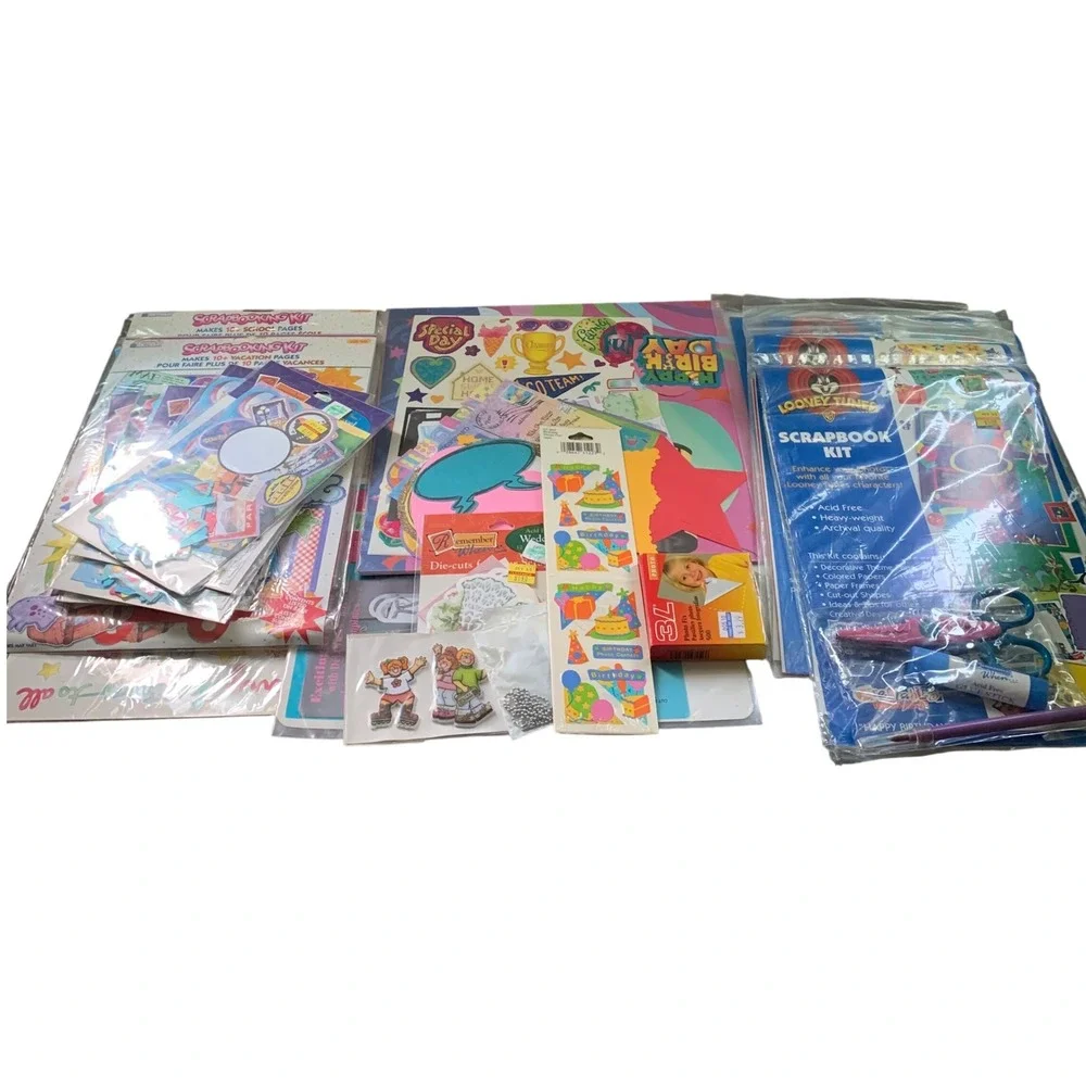 Scrapbook Kit Lot Vintage Vacation Birthday Looney Tunes Holiday Sports Wedding